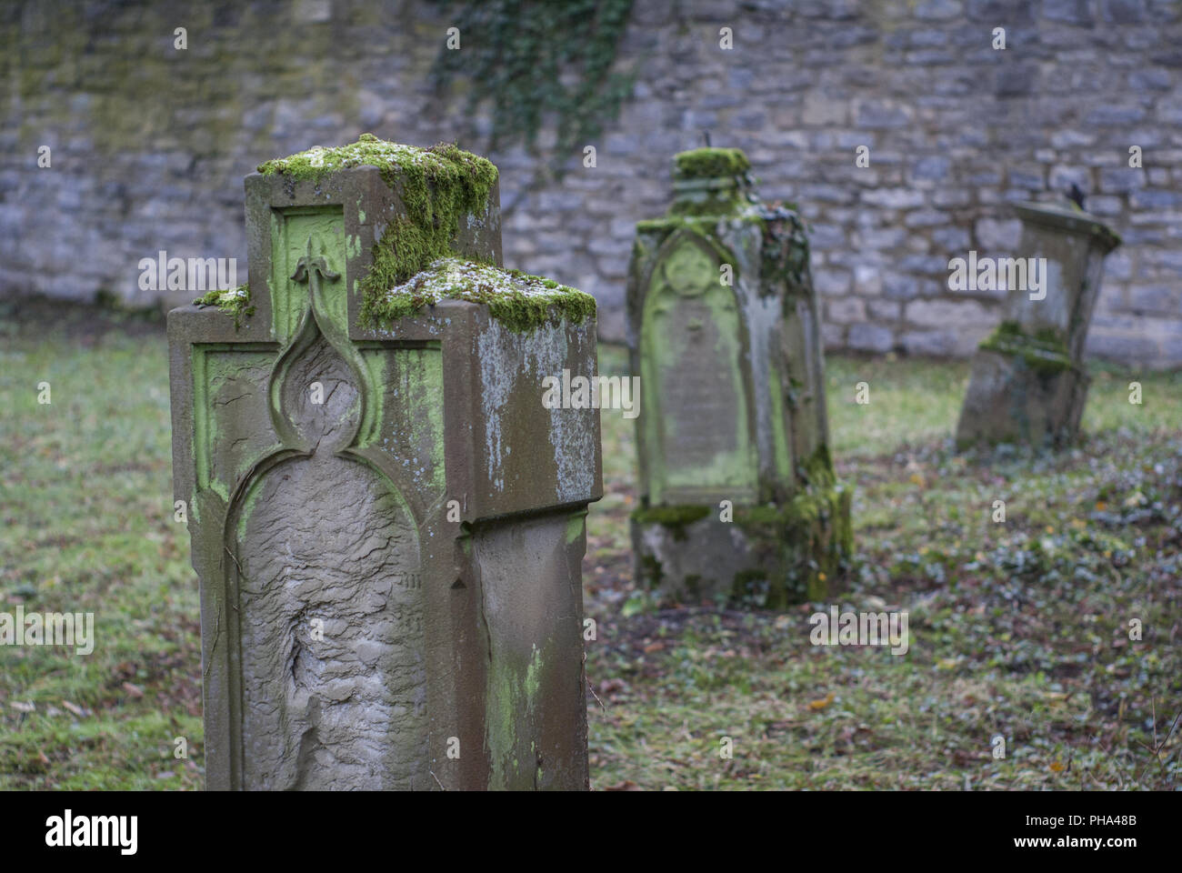 Il vecchio cimitero, Comburg, Schwaebisch Hall, Baden-Wuerttemberg Foto Stock