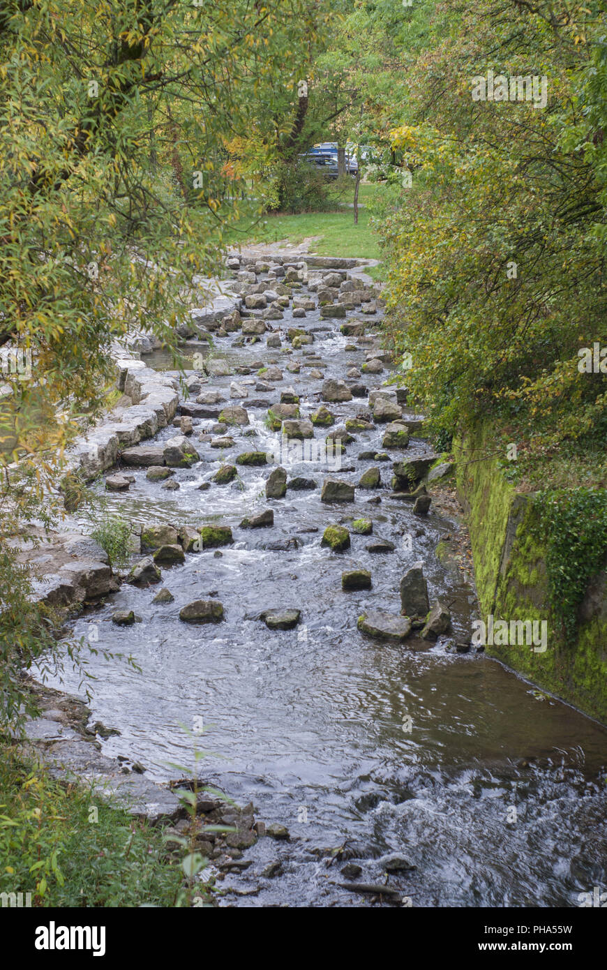 I pesci passano in Schwaebisch Hall, Baden-Wuerttemberg, Germania Foto Stock