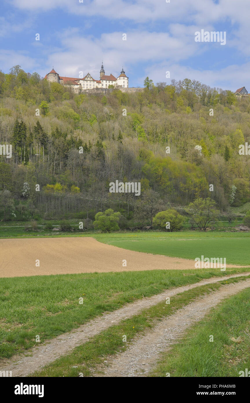 Castello Langenburg nella valle Jagst, Germania Foto Stock