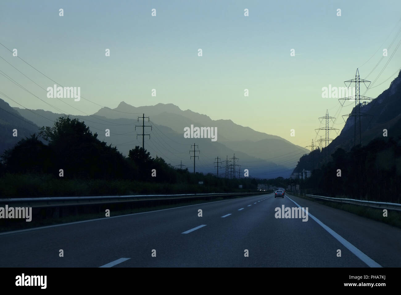 Valle del Reno autostrada A 13, Svizzera Foto Stock