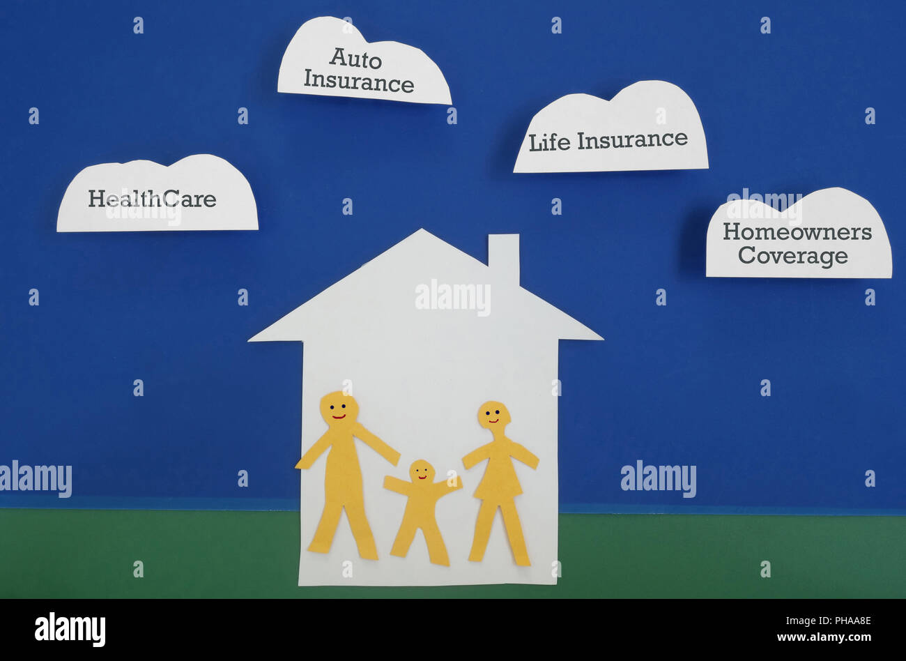 Assicurati la famiglia felice di tre Foto Stock