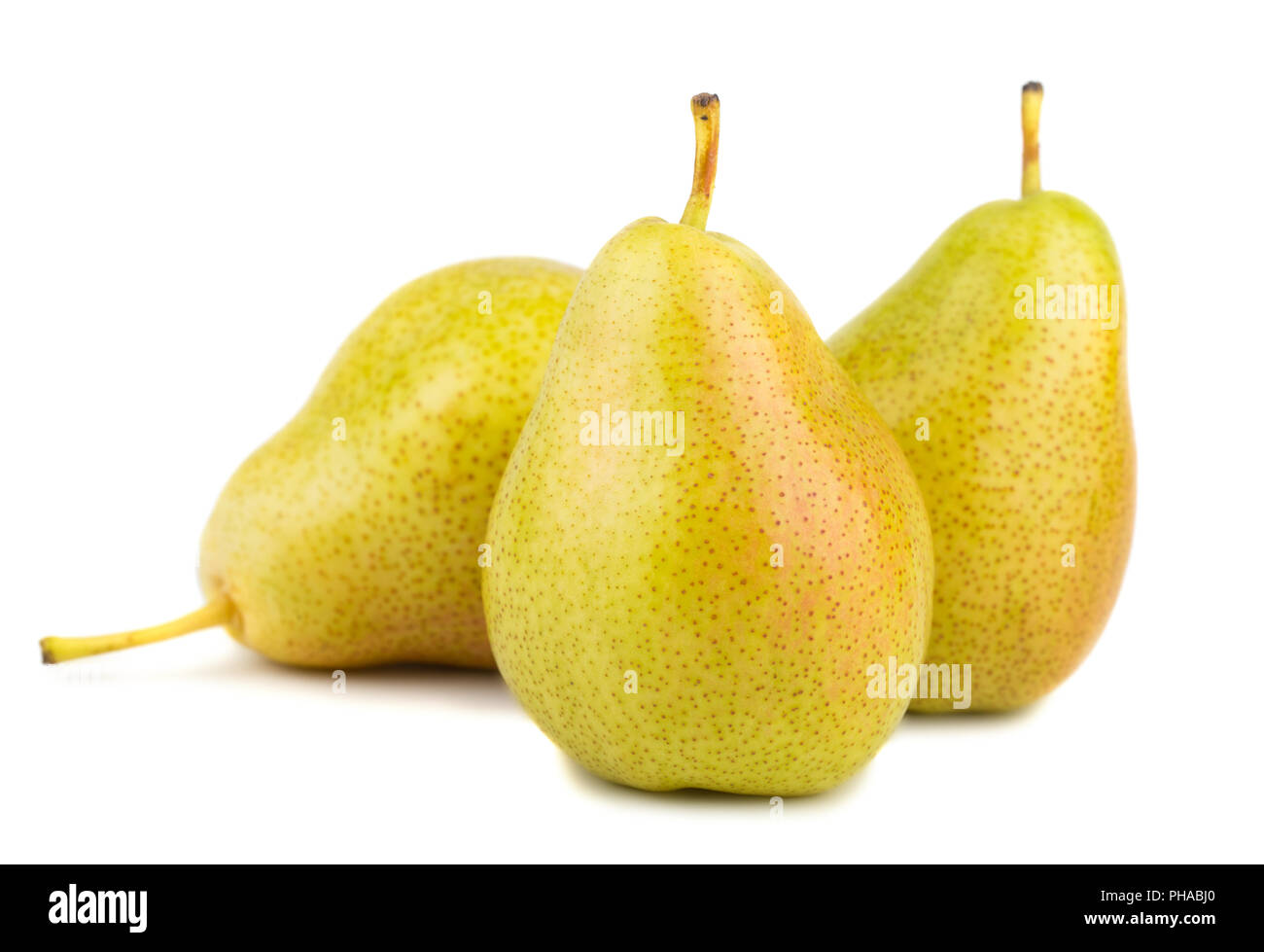 Tre mature pere giallo Foto Stock
