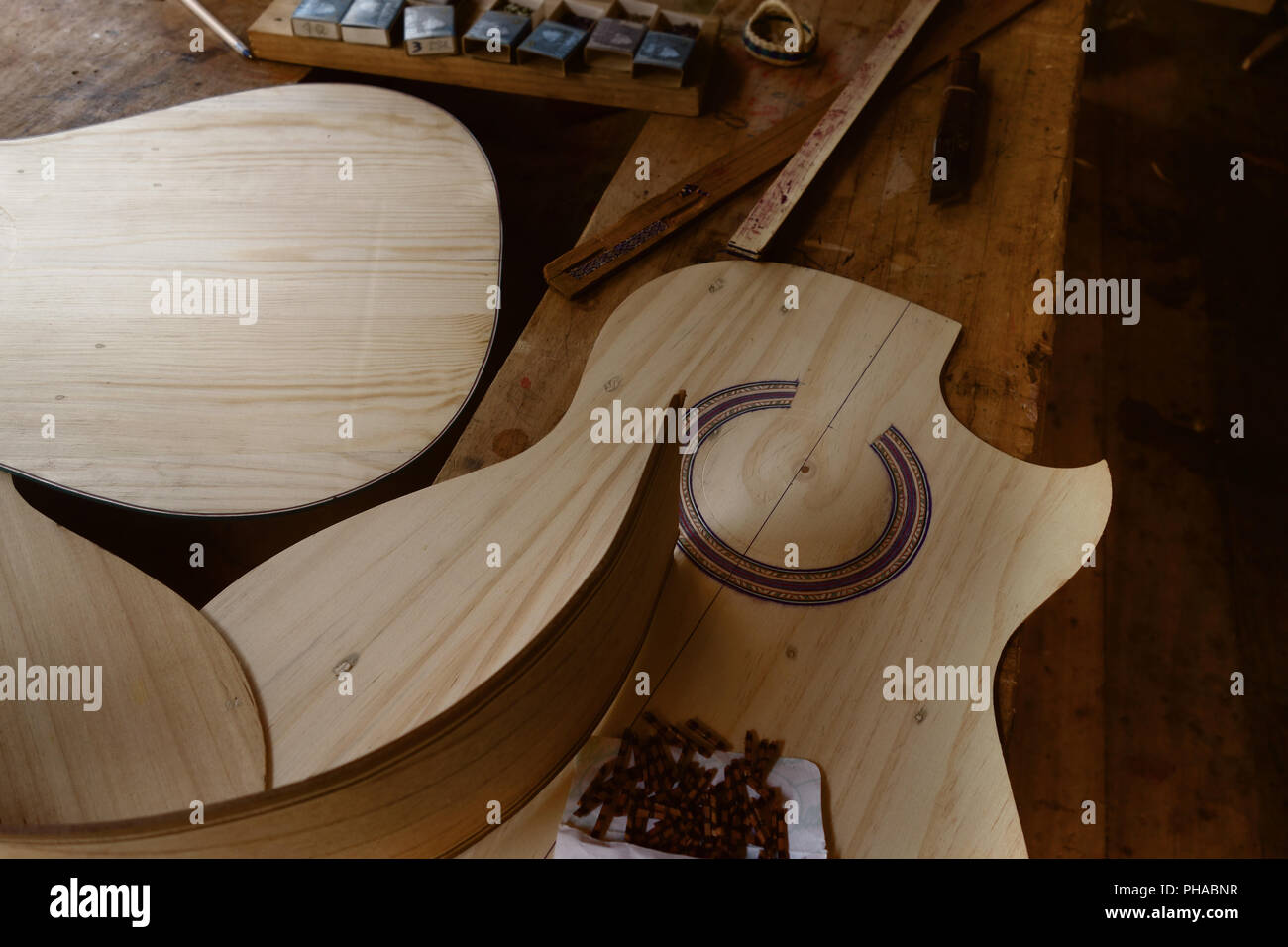 Custom workshop di chitarra Foto Stock