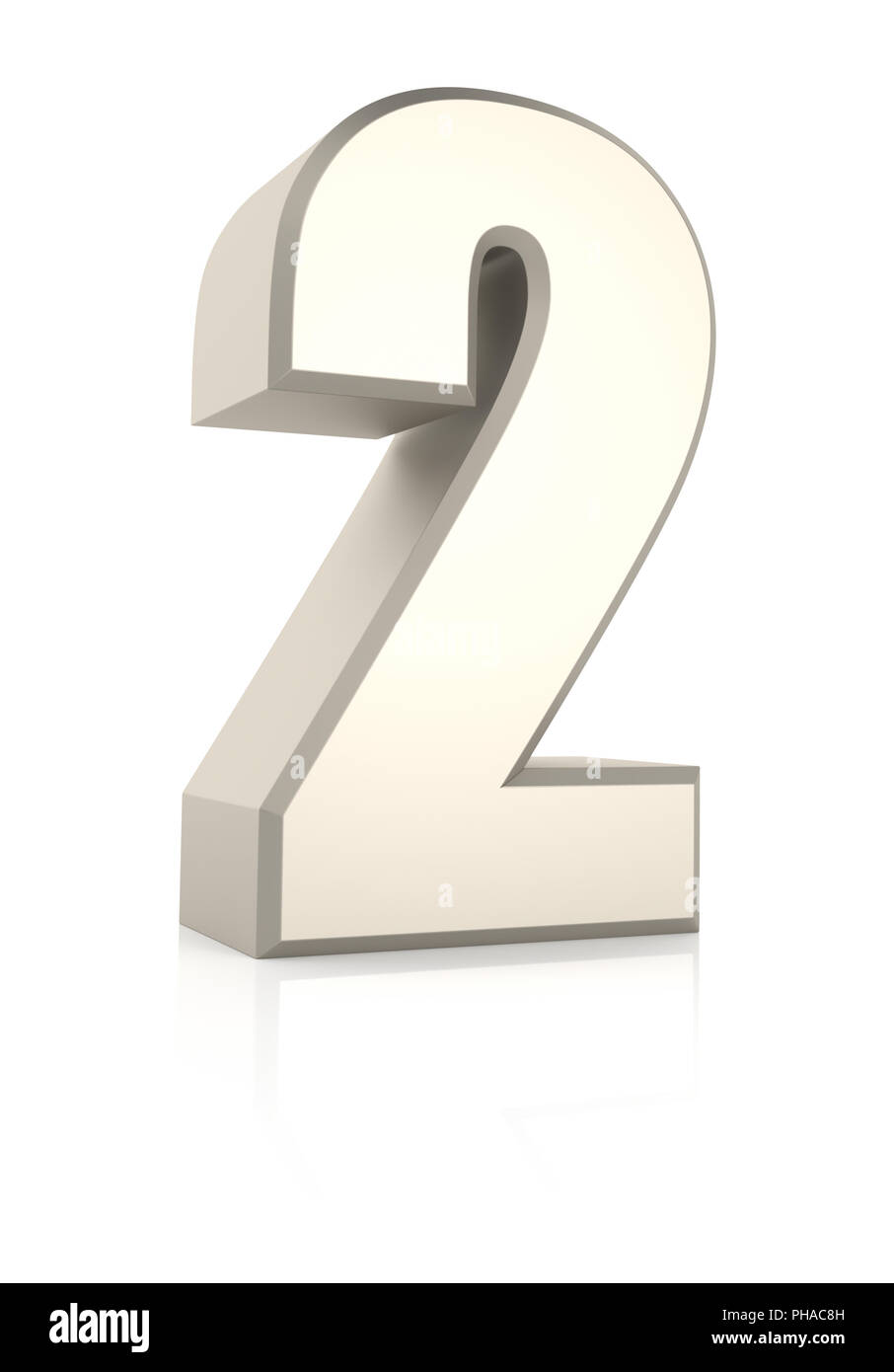Numero 2 isolati su sfondo bianco Foto Stock