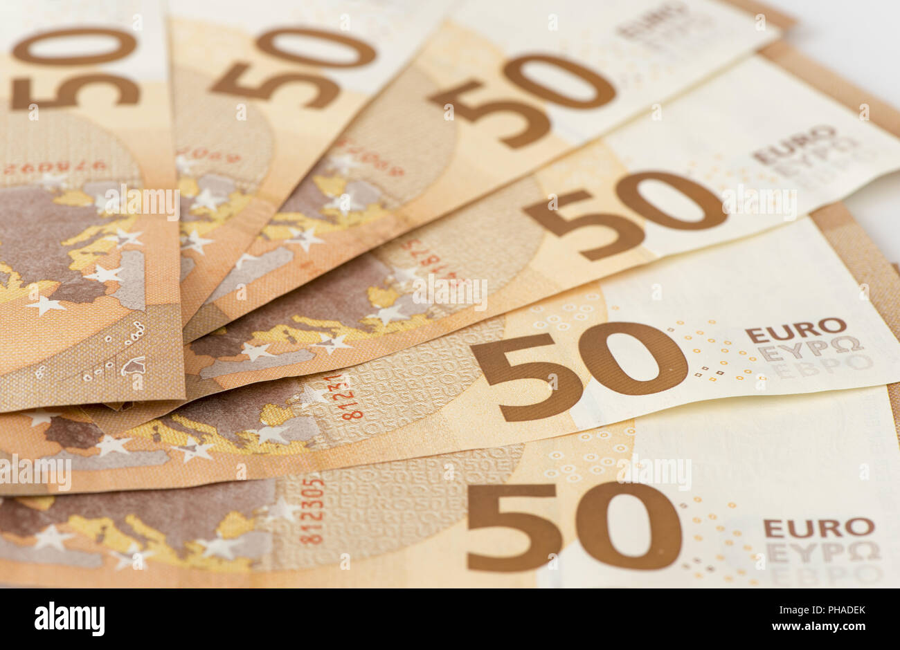 Bundel di 50 banconote in euro Foto Stock
