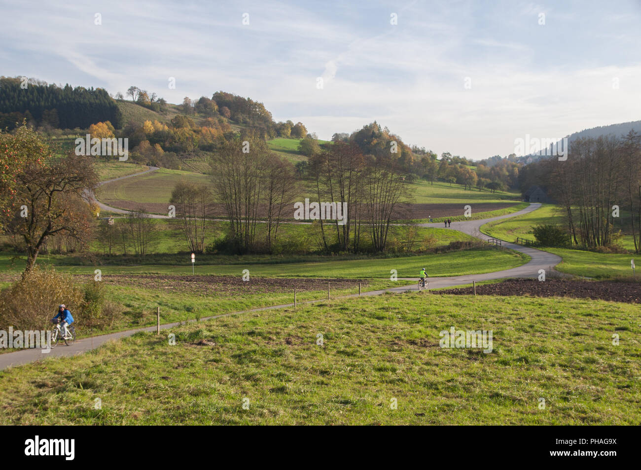 In autunno il paesaggio intorno Gnadental, Germania Foto Stock