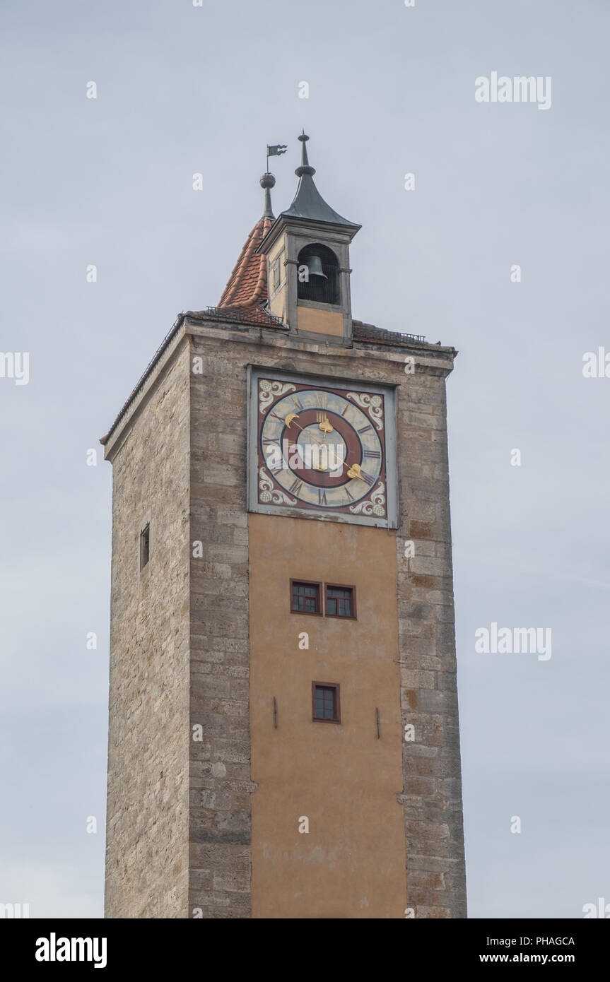 Storica Torre di porta a Rothenburg ob der Tauber, Germania Foto Stock