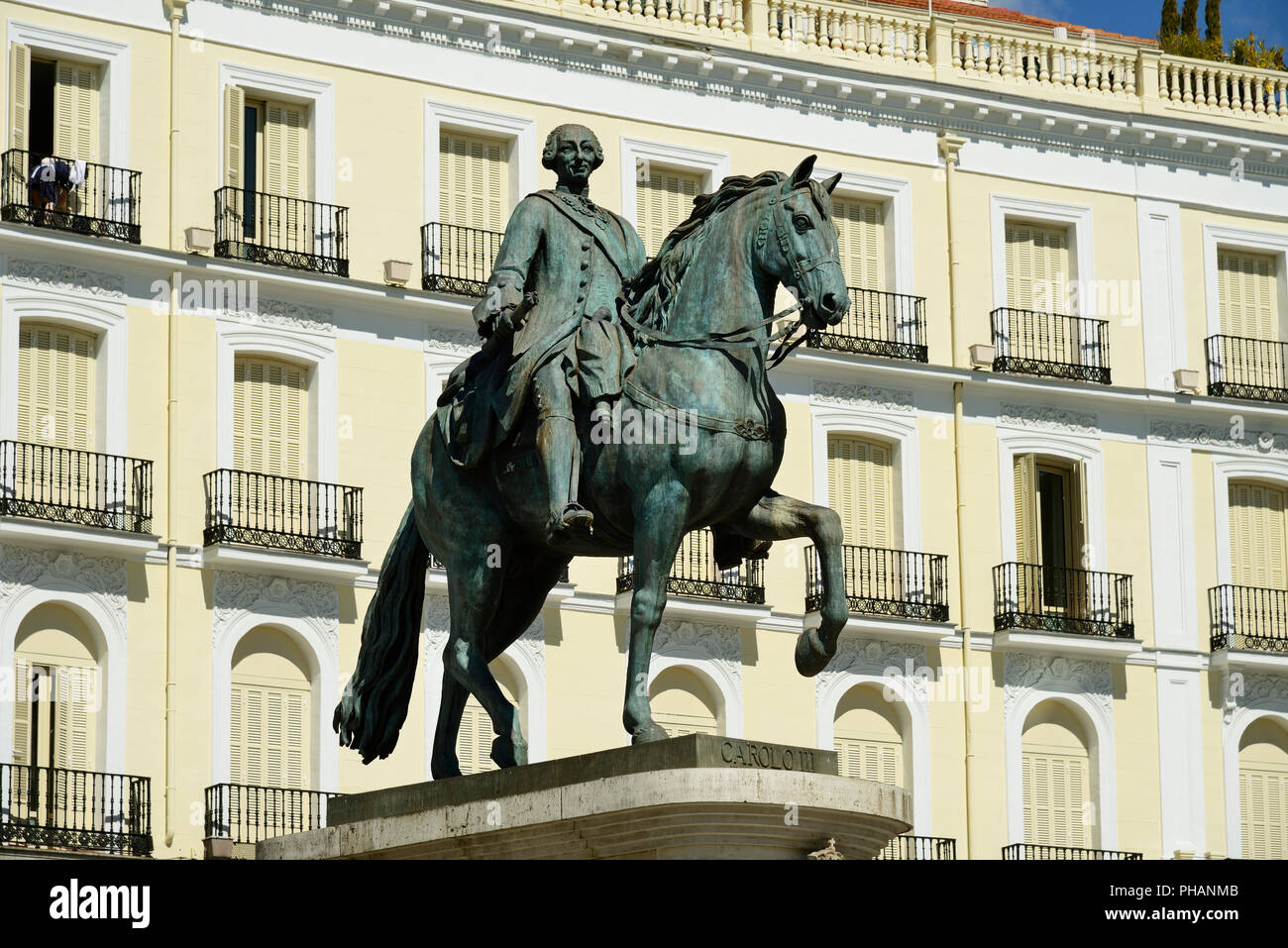 Il re Carlos III (Charles il 3rd). Puertas del Sol. Madrid, Spagna Foto Stock