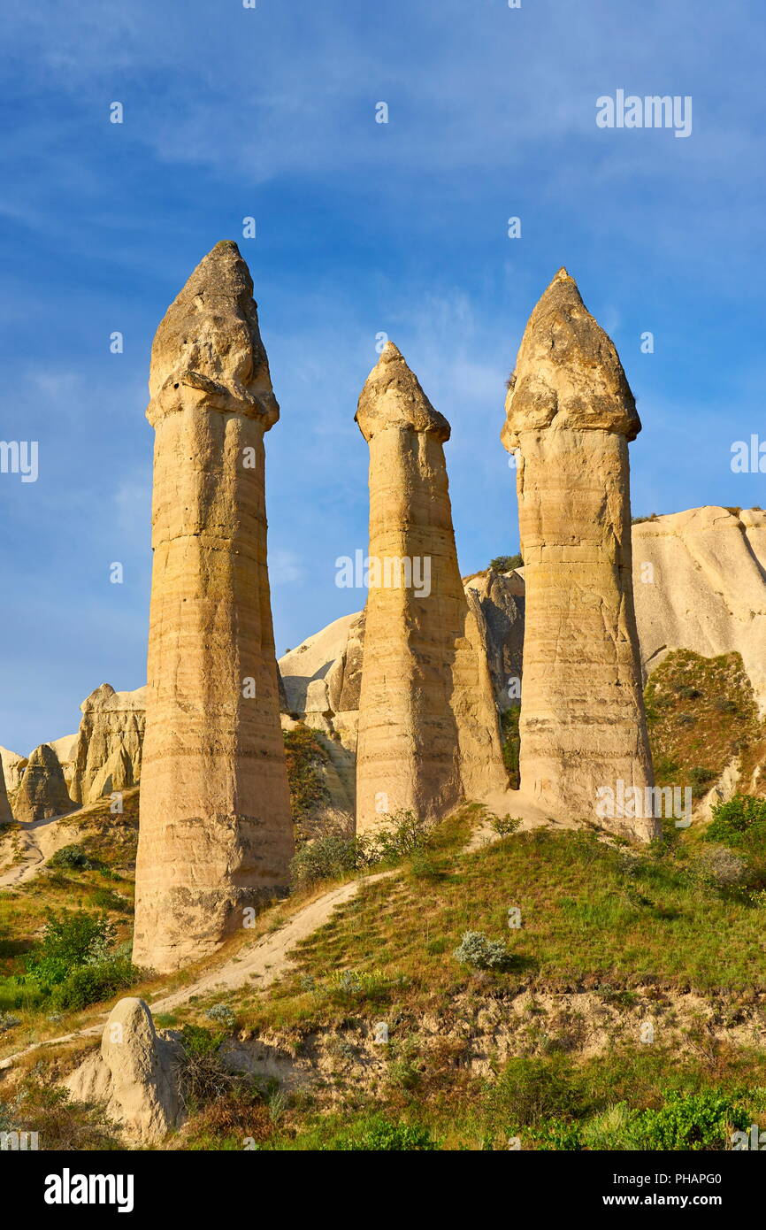 Formazione di roccia in Love Valley, Cappadocia, Goreme, Turchia Foto Stock