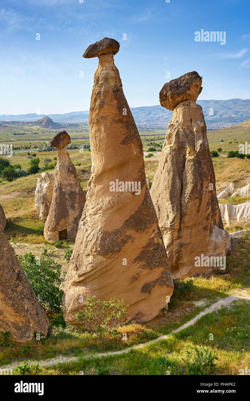 Camini di Fata formazione di roccia, Cappadocia, Goreme, Turchia Foto Stock