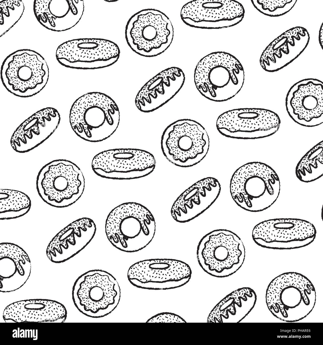 Grunge gustose ciambelle dolci di pasticceria vettore sfondo immagine Illustrazione Vettoriale