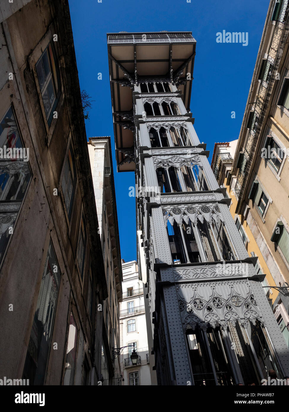 Il Portogallo, Lisbona, Rua do Ouro, Elevador de Santa Justa, Foto Stock