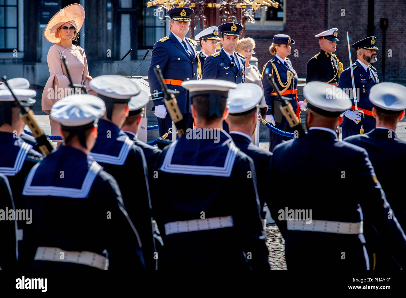 L'Aia, Paesi Bassi. 31 Agosto, 2018. Willem-Alexander re e regina Maxima dei Paesi Bassi partecipa alla cerimonia militare del Willemsorde, la più alta decorazione militare ai principali Roy de Ruiter il 31 agosto 2018 all'Aia, Paesi Bassi. Credito: Patrick van Katwijk |/dpa/Alamy Live News Foto Stock