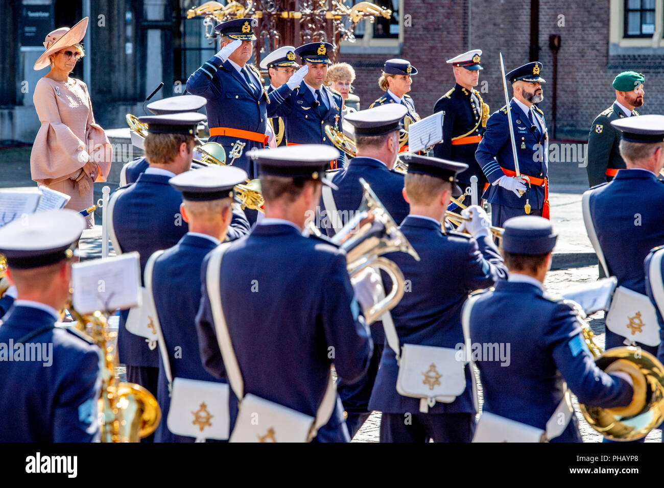 L'Aia, Paesi Bassi. 31 Agosto, 2018. Willem-Alexander re e regina Maxima dei Paesi Bassi partecipa alla cerimonia militare del Willemsorde, la più alta decorazione militare ai principali Roy de Ruiter il 31 agosto 2018 all'Aia, Paesi Bassi. Credito: Patrick van Katwijk |/dpa/Alamy Live News Foto Stock