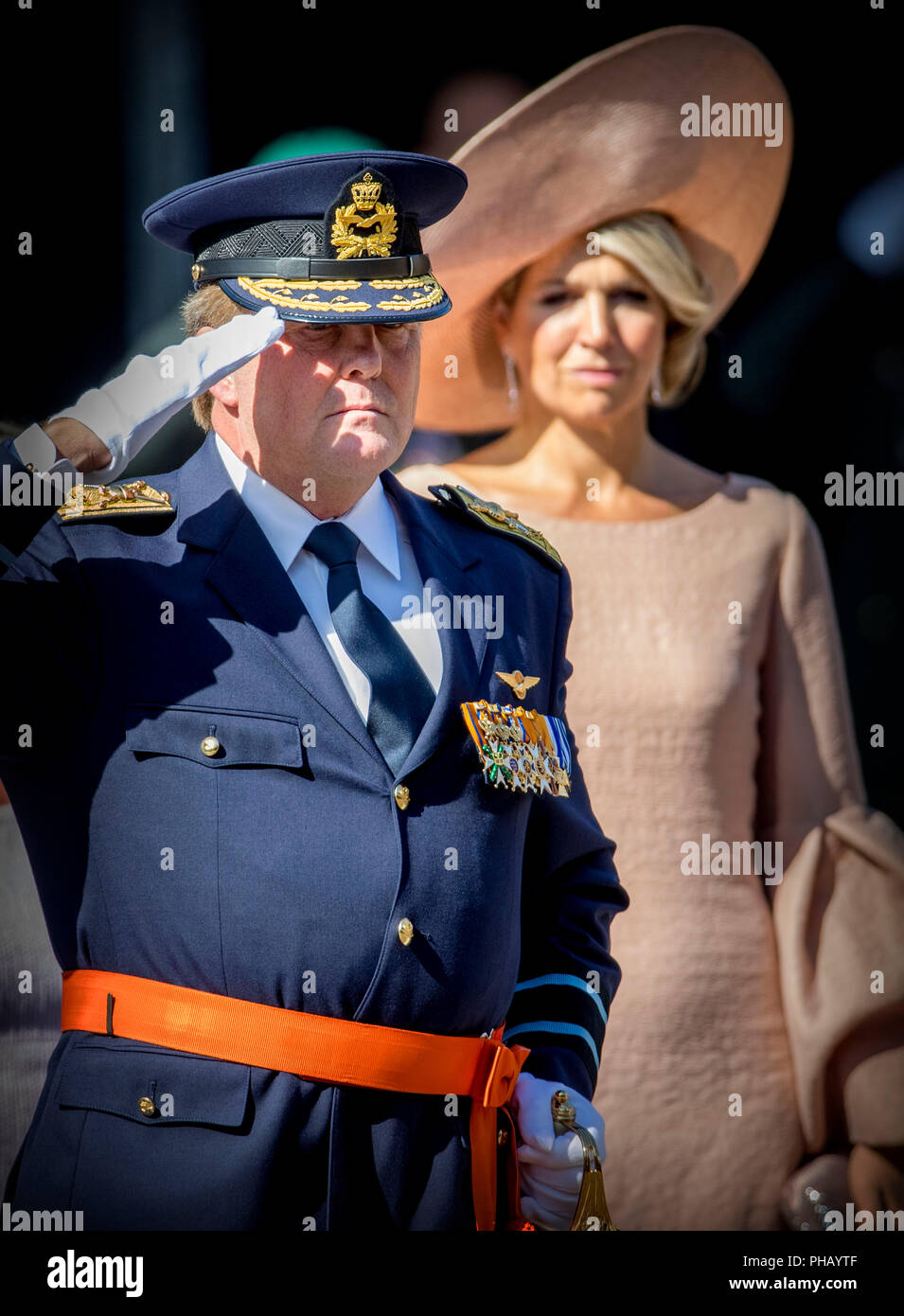 L'Aia, Paesi Bassi. 31 Agosto, 2018. Willem-Alexander re e regina Maxima dei Paesi Bassi partecipa alla cerimonia militare del Willemsorde, la più alta decorazione militare ai principali Roy de Ruiter il 31 agosto 2018 all'Aia, Paesi Bassi. Credito: Patrick van Katwijk |/dpa/Alamy Live News Foto Stock