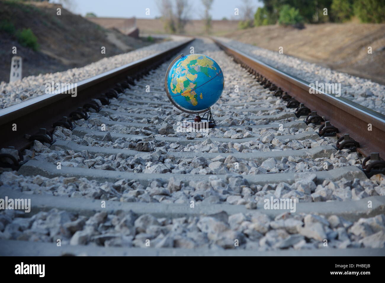 Globus sulla ferrovia Foto Stock