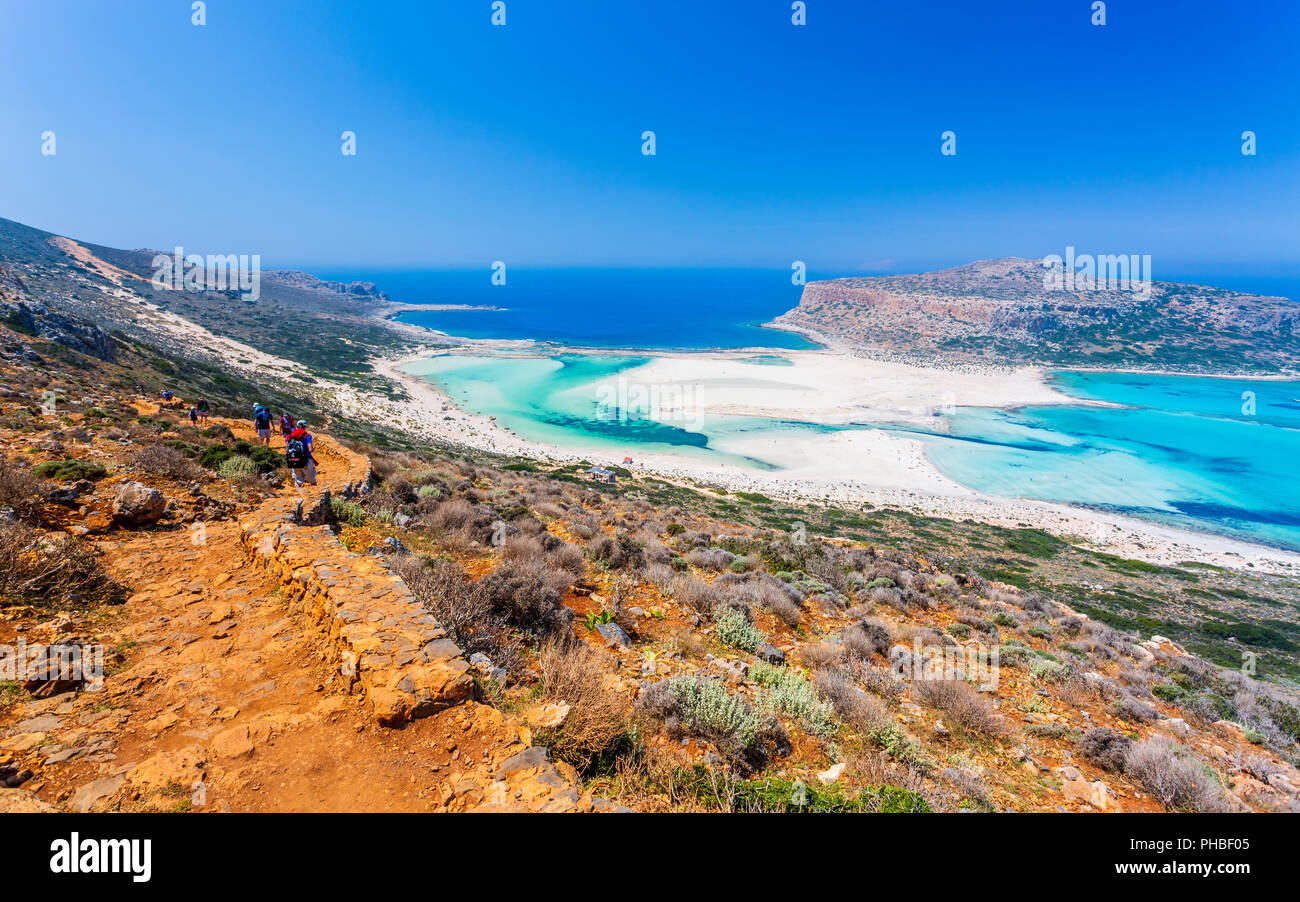 Balos Bay Beach, Penisola di Gramvousa, Creta, Isole Greche, Grecia, Europa Foto Stock