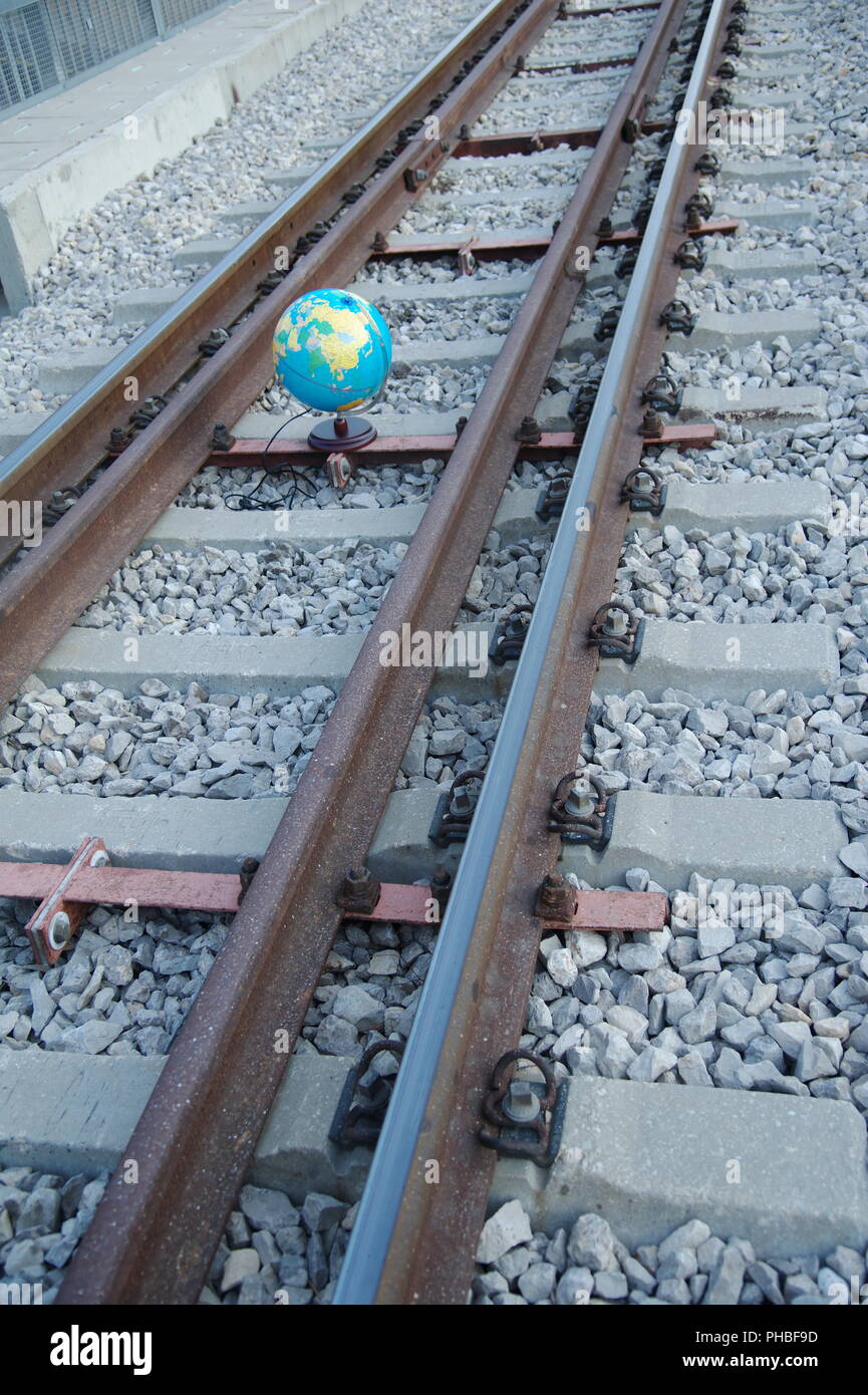 Globus sulla ferrovia Foto Stock