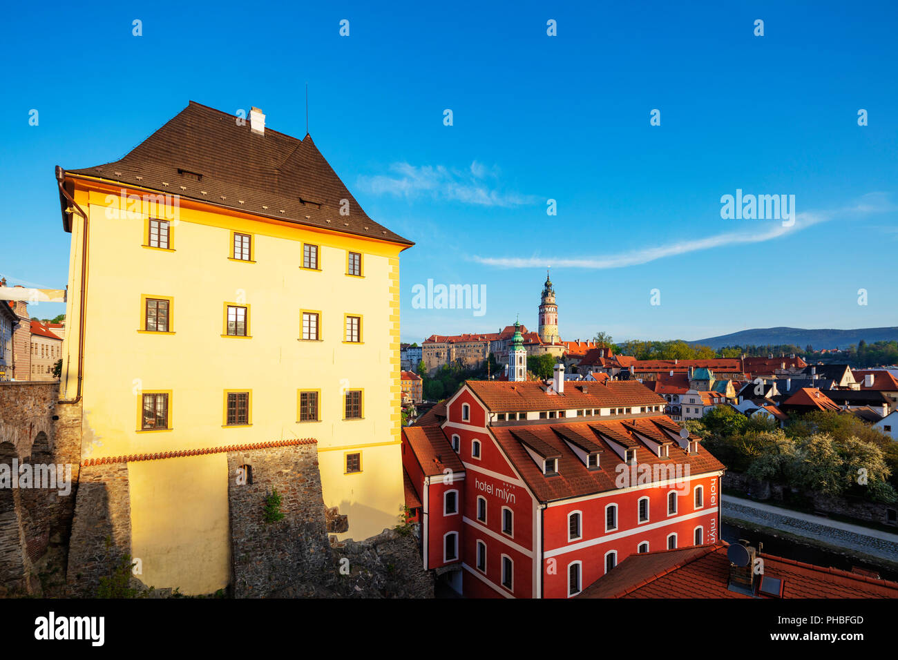 Cesky Krumlov, Sito Patrimonio Mondiale dell'UNESCO, Boemia del Sud, Repubblica Ceca, Europa Foto Stock
