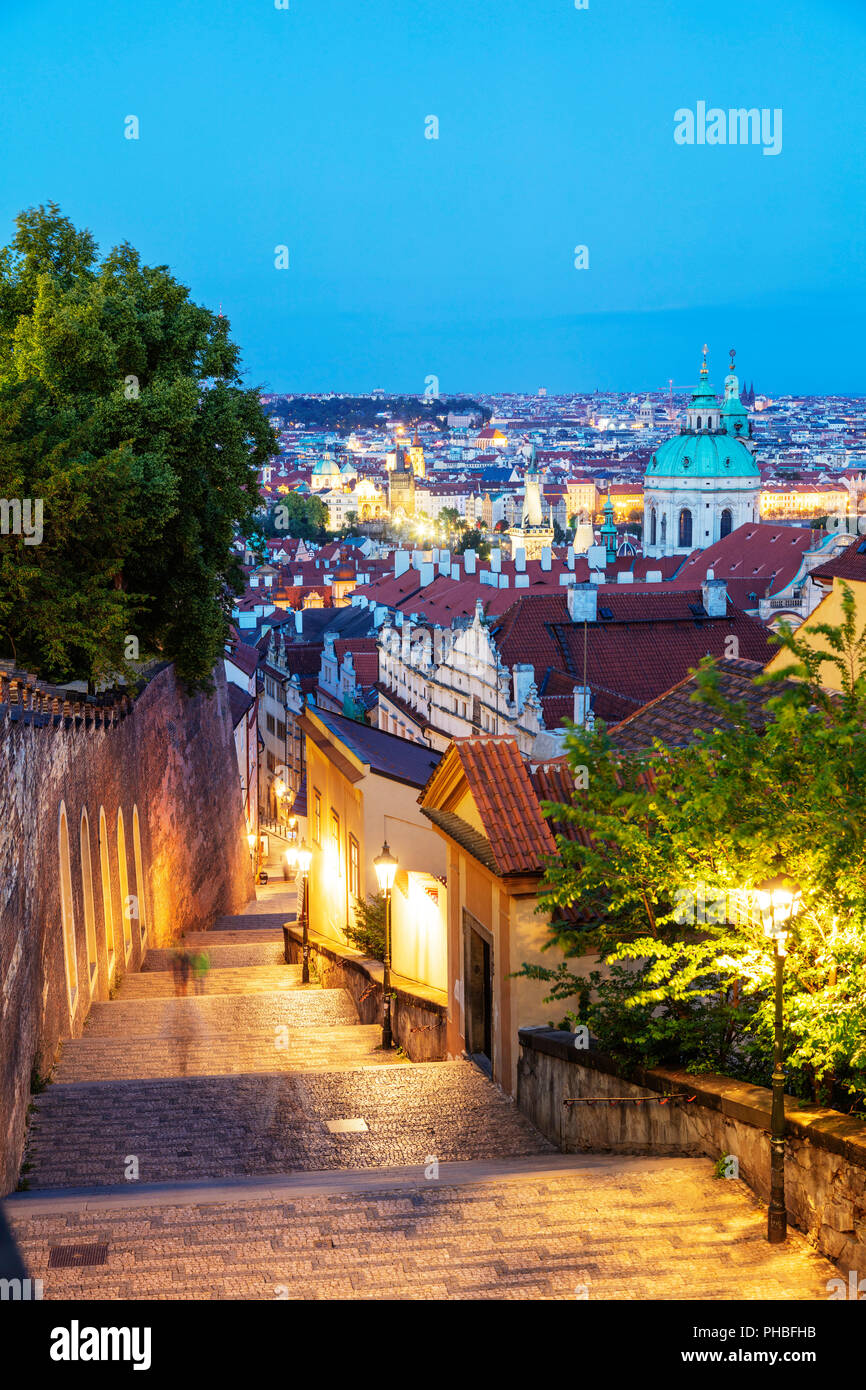Vecchio Castello scale, Praga, Sito Patrimonio Mondiale dell'UNESCO, Boemia, Repubblica Ceca, Europa Foto Stock