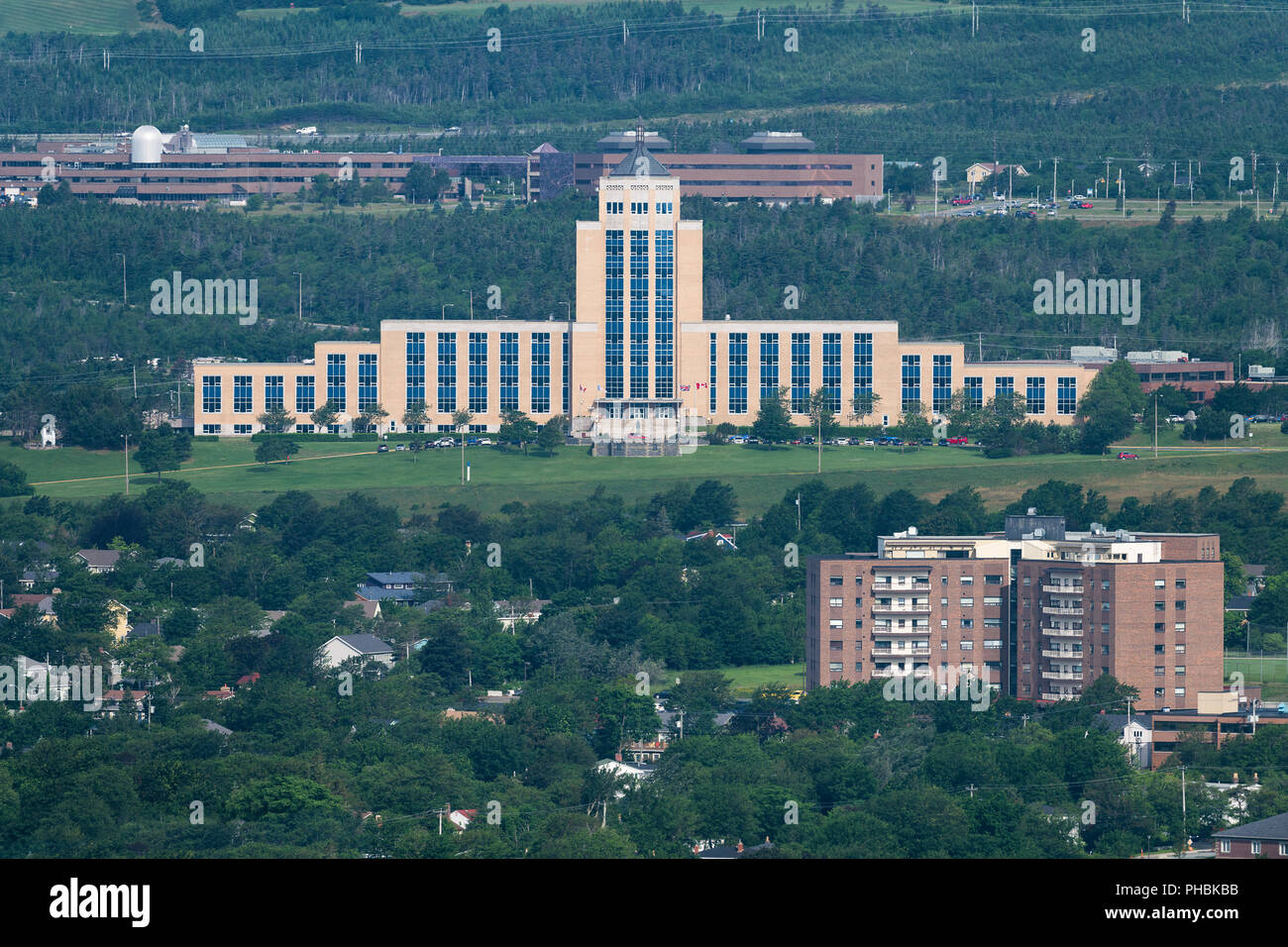 Confederazione edificio su Prince Phillip unità dal Vertice in collina San Giovanni, Terranova e Labrador Foto Stock