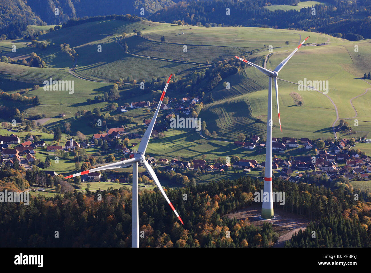 Gersbach, turbine eoliche nel parco eolico Rohrenkopf Foto Stock