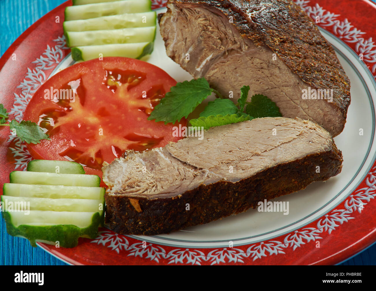 Cucina mediterranea in stile italiano Bistecca di pepe Foto Stock