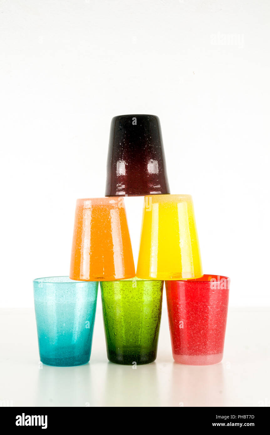 Colore moderno vasi di vetro Foto Stock