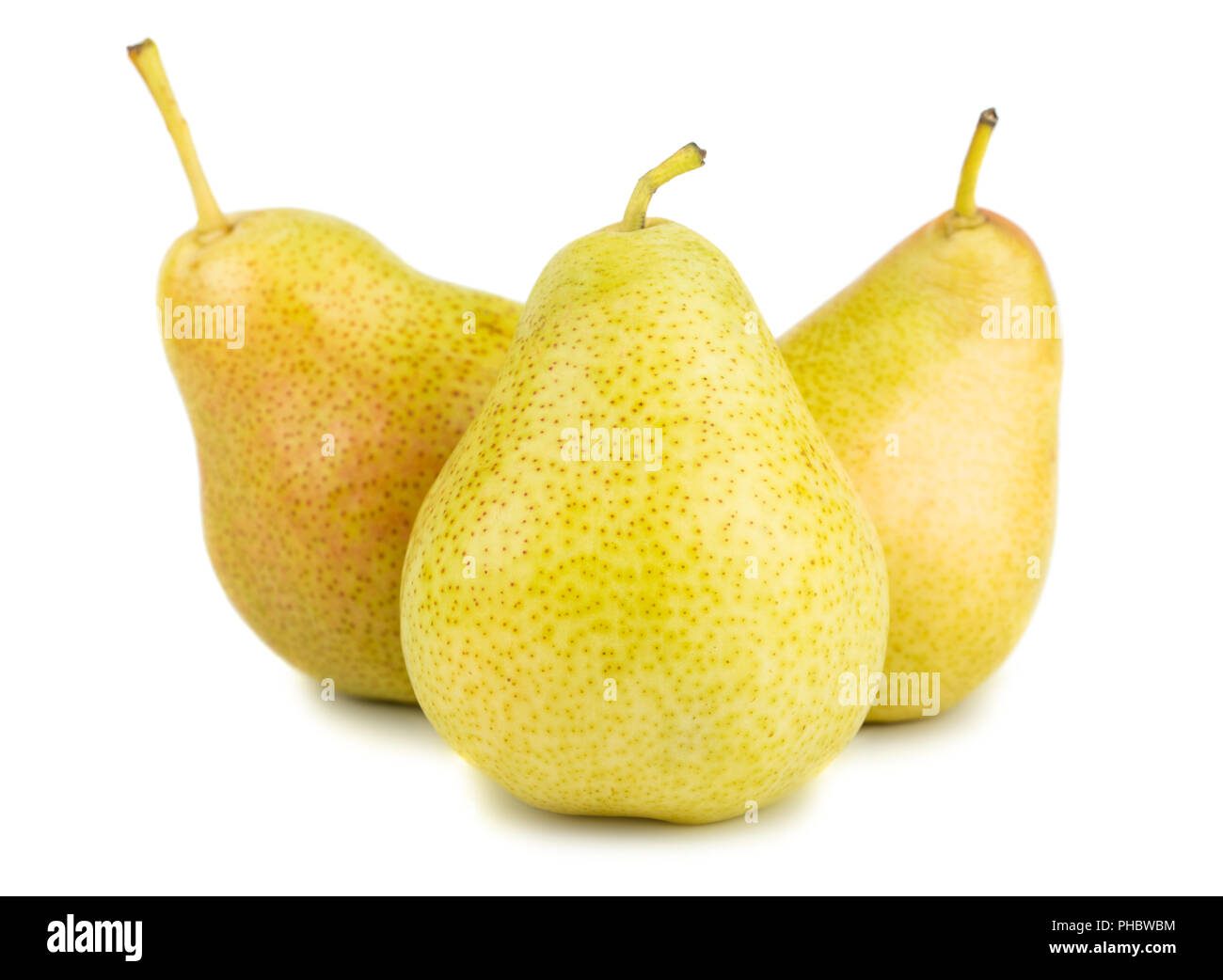 Tre mature pere giallo Foto Stock