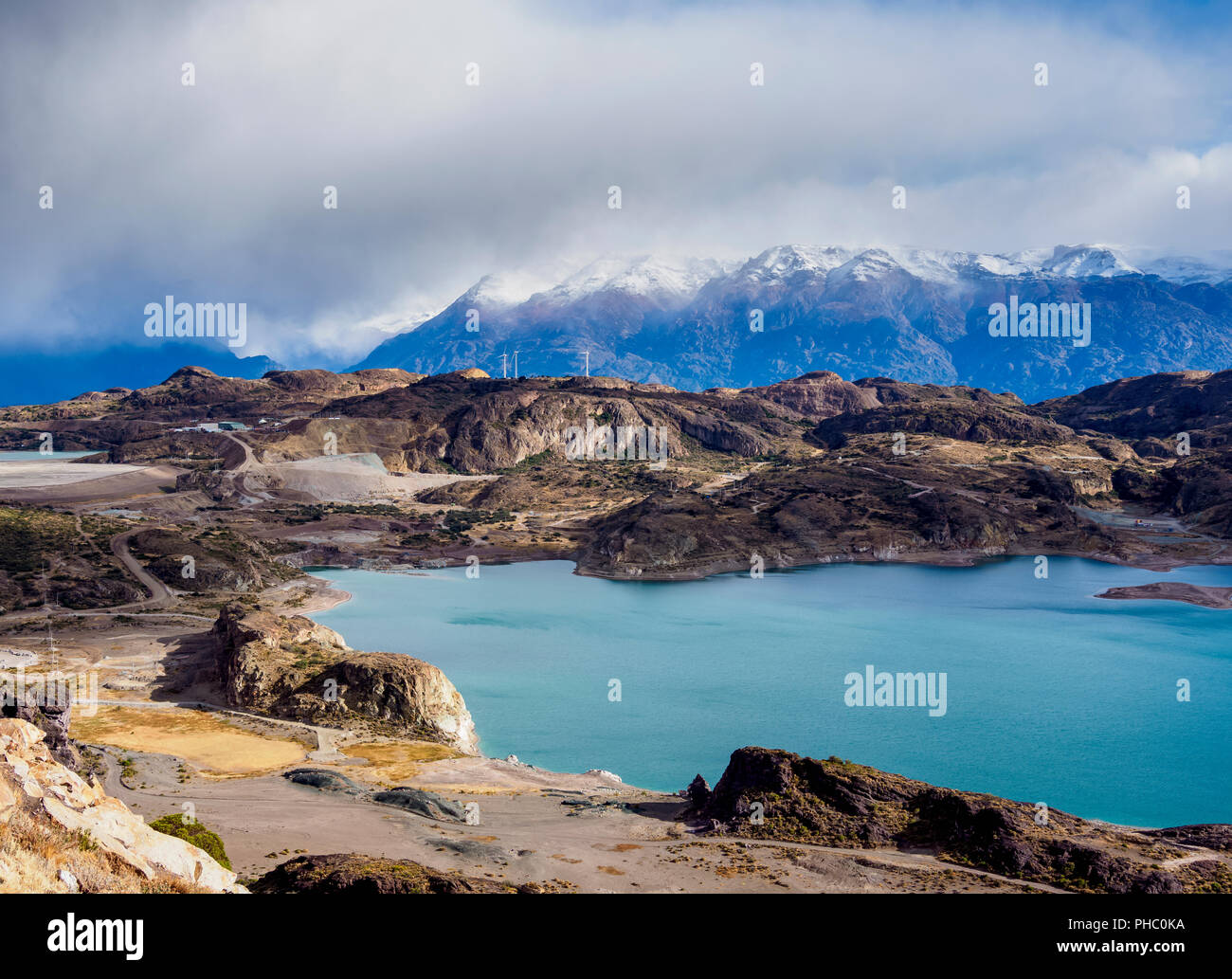 Laguna Verde, vista in elevazione, General Carrera Provincia, Regione Aysen, Patagonia, Cile, Sud America Foto Stock