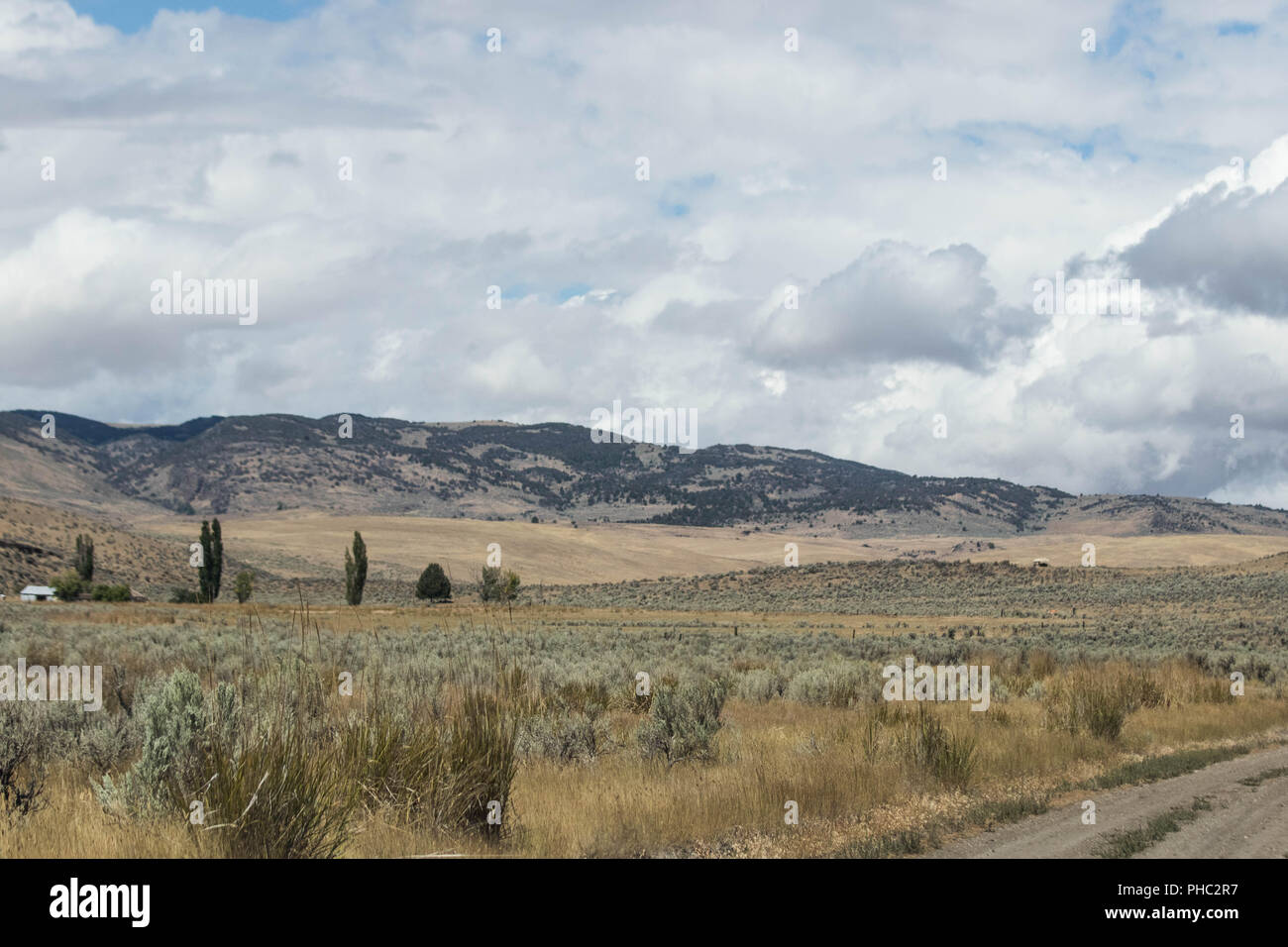 Soffici nuvole passare sopra le colline della Owyhee Canyonlands. Foto Stock