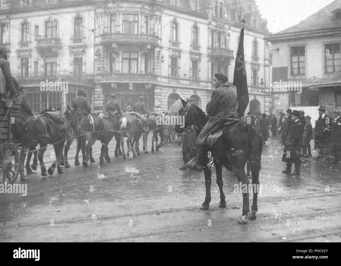 Esercito di occupazione - entrata delle truppe americane, Dicembre 2, 1918, Treves, Germania Foto Stock