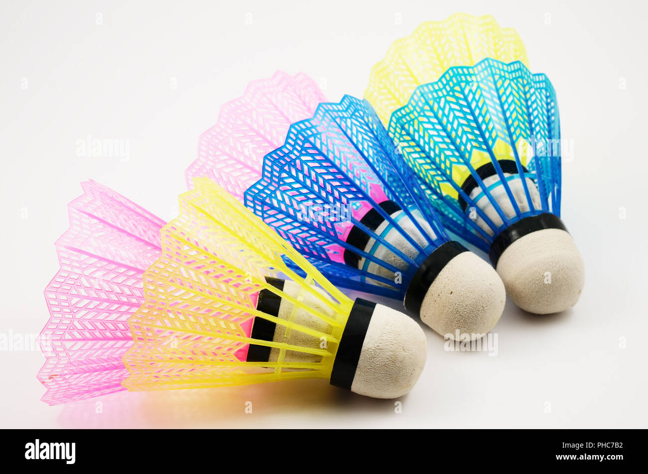 Volani in diversi colori su bianco Foto Stock