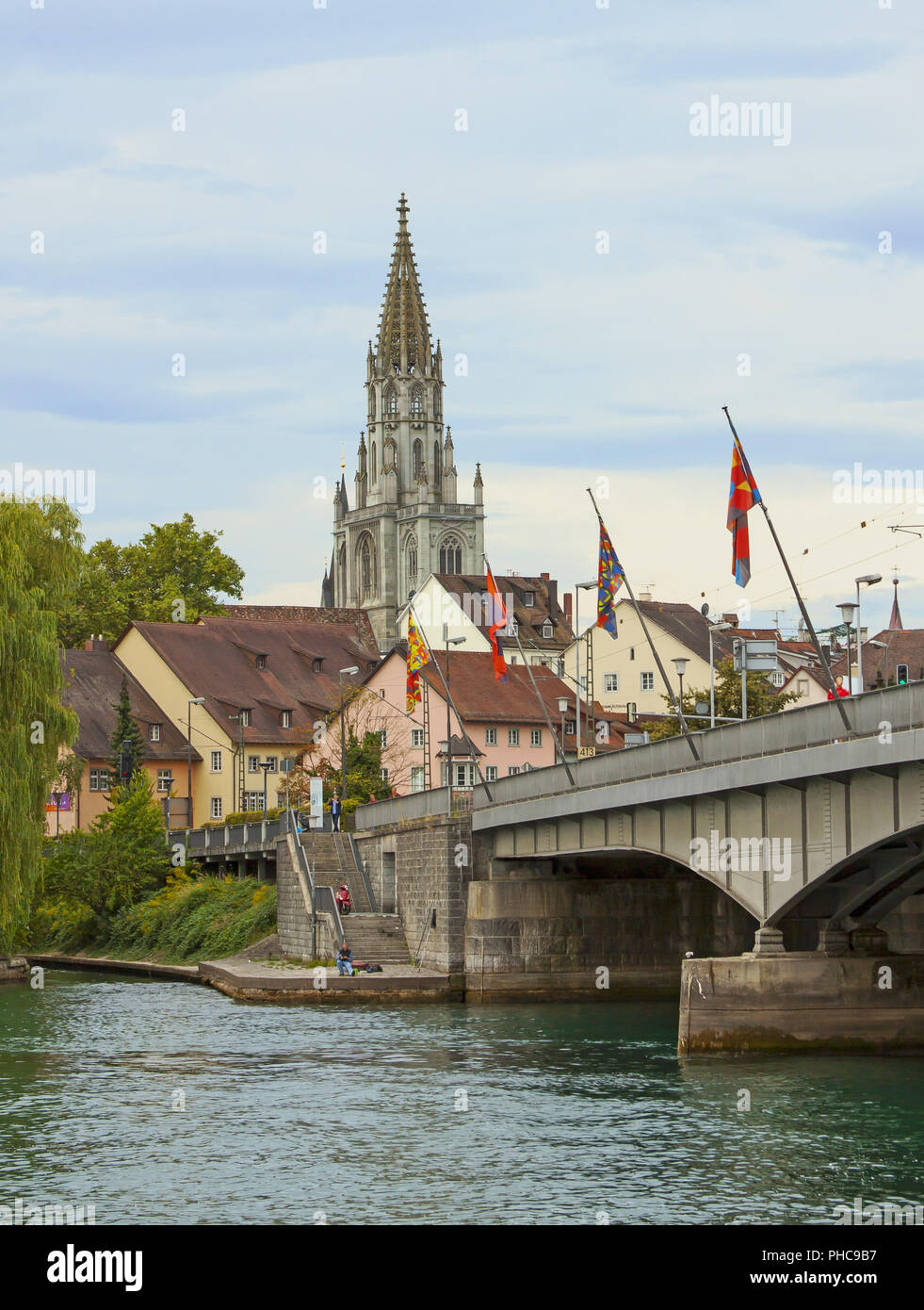 Costanza con il ponte sul Reno e Minster Foto Stock