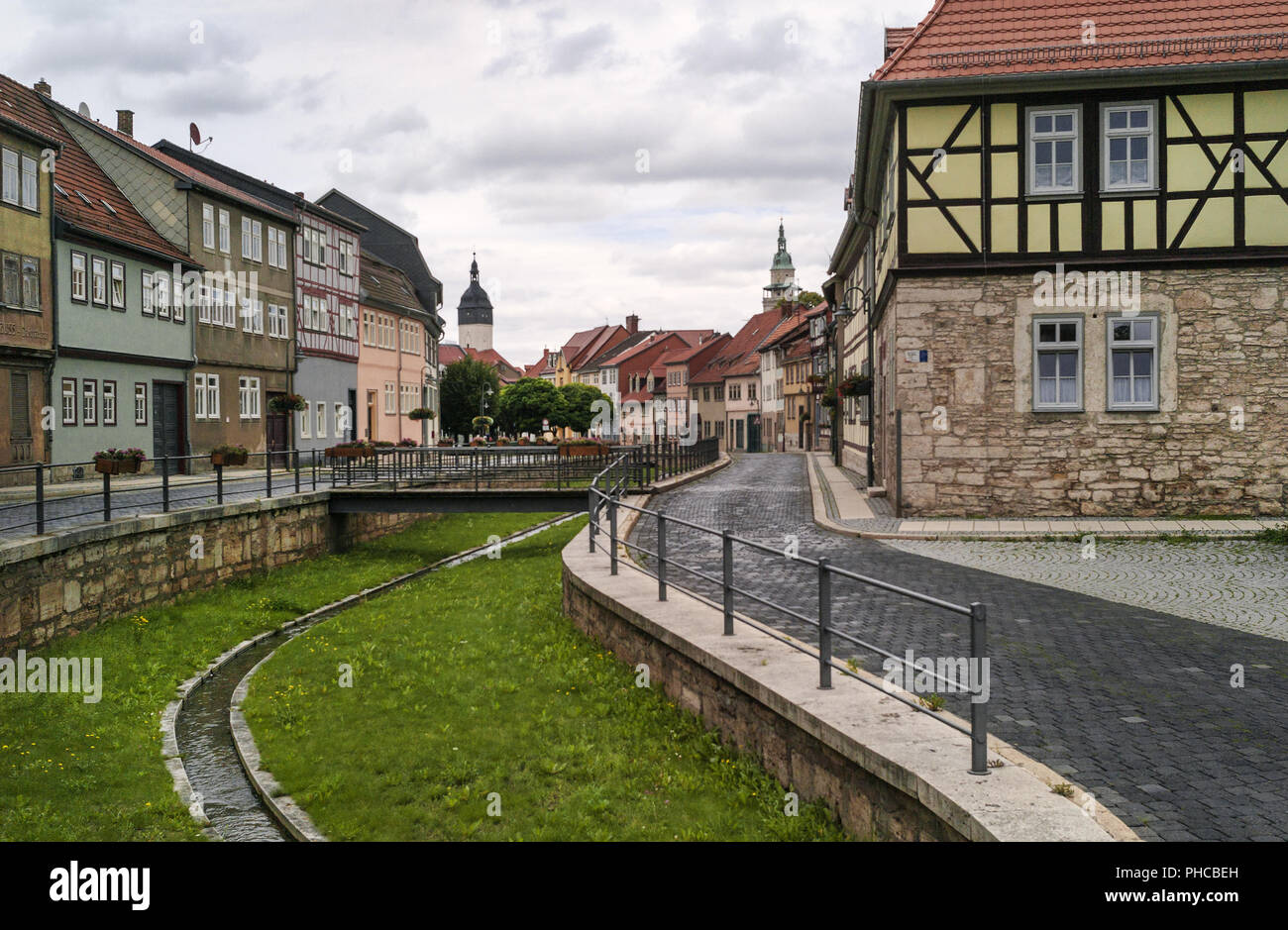 Bad Langensalza - Vecchie case di città Foto Stock