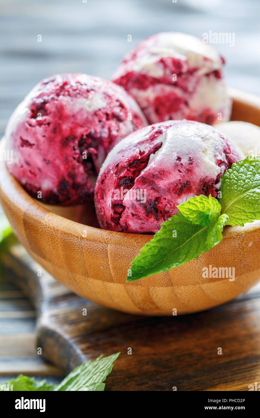 Deliziosi gelati con ribes closeup. Foto Stock