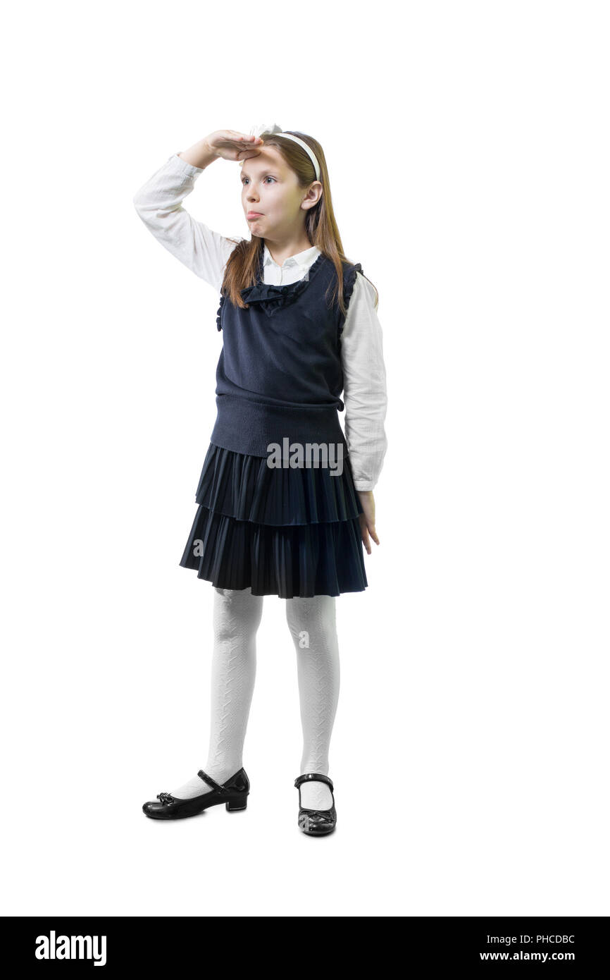 Schoolgirl in uniforme Foto Stock