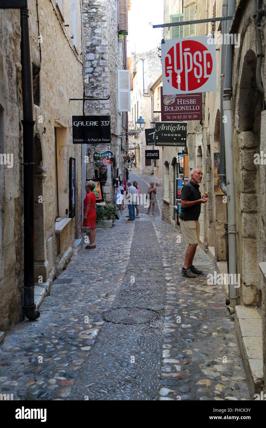 Saint-Paul de Vence, tipico fascino nella città vecchia Foto Stock