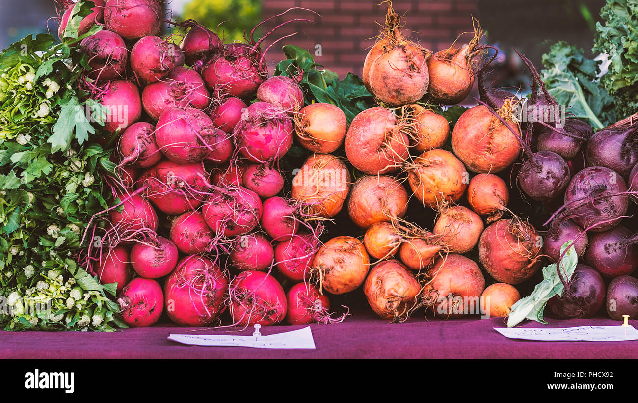 Supportare il vostro mercato locale Foto Stock