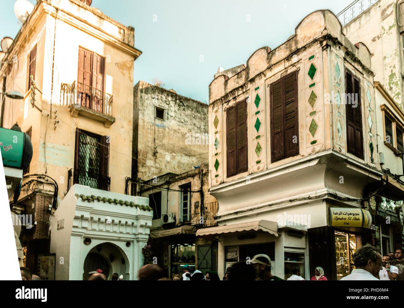 Arte in prospettiva di architettura città vecchia arabisc gran socco tangeri Foto Stock