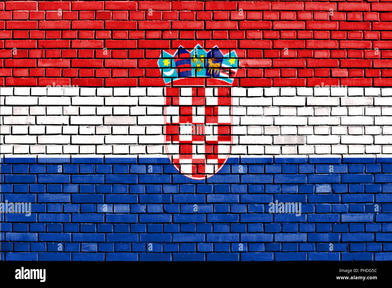 Bandiera della Croazia dipinta su un muro di mattoni Foto Stock
