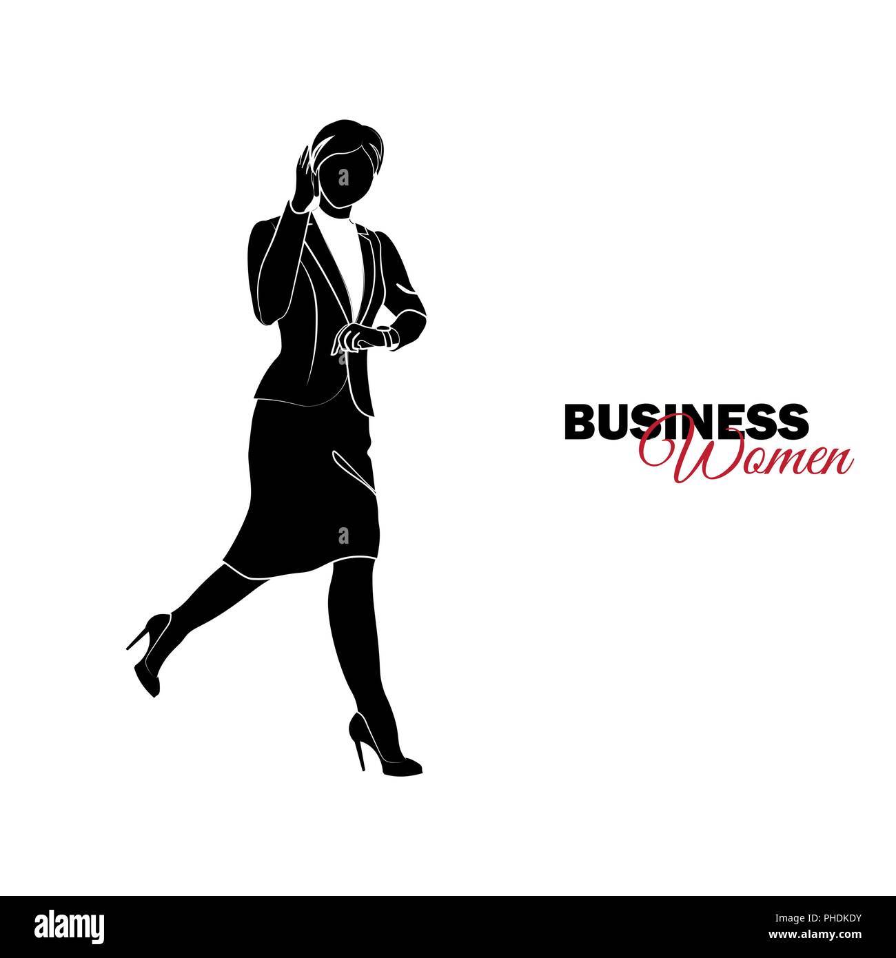 Imprenditrice. La donna nel business suit. Imprenditrice corre e parla al telefono, fine Illustrazione Vettoriale