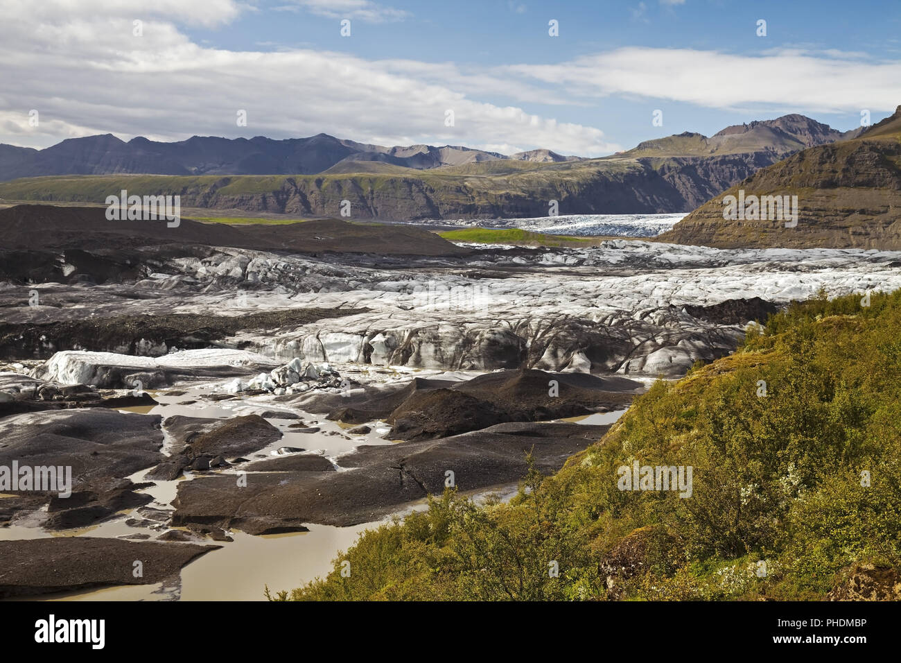 Il ghiacciaio in Svinafellsjoekull Vatnajoekull National Park, Est Islanda, Islanda, Europa Foto Stock