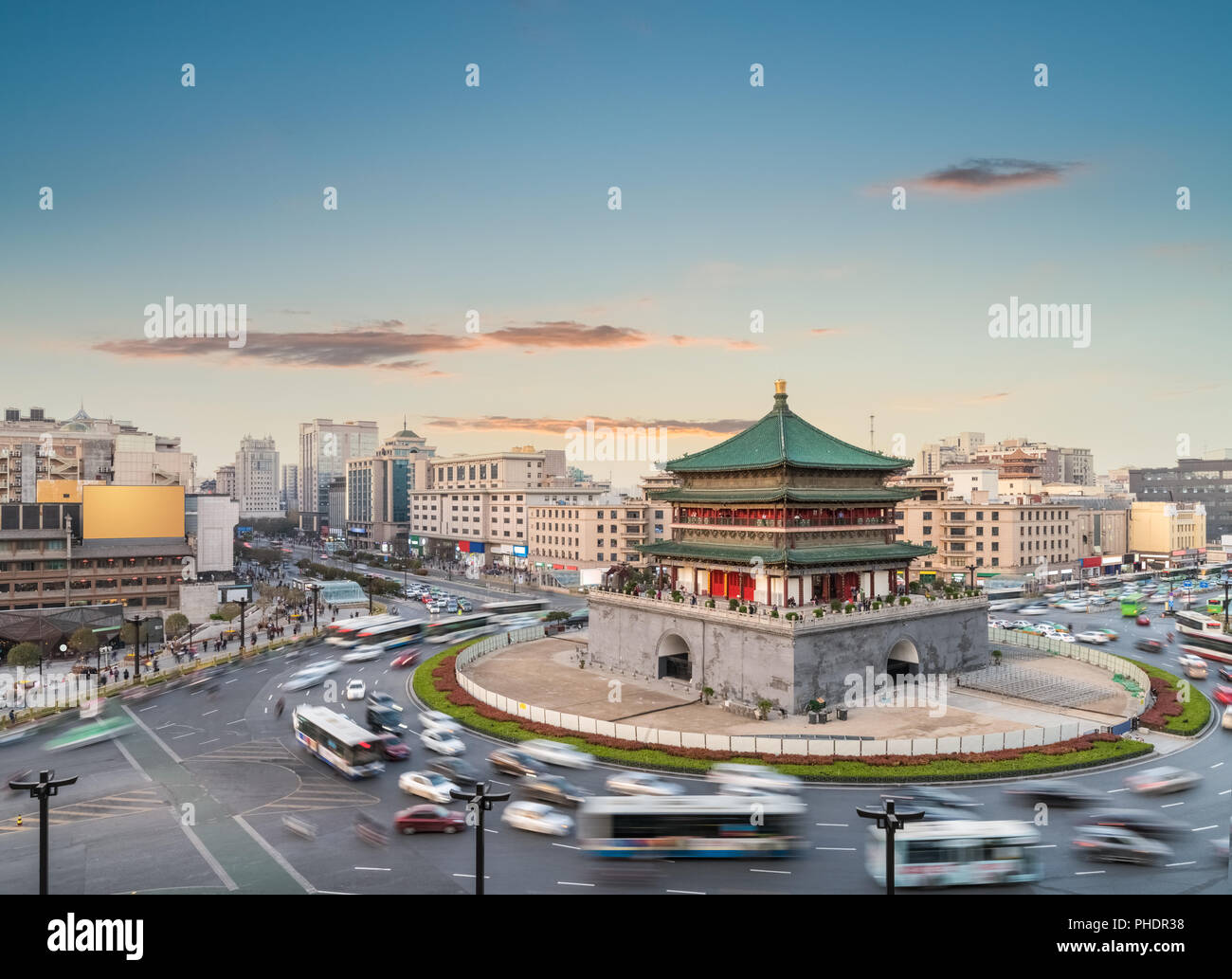 Xian città al crepuscolo Foto Stock