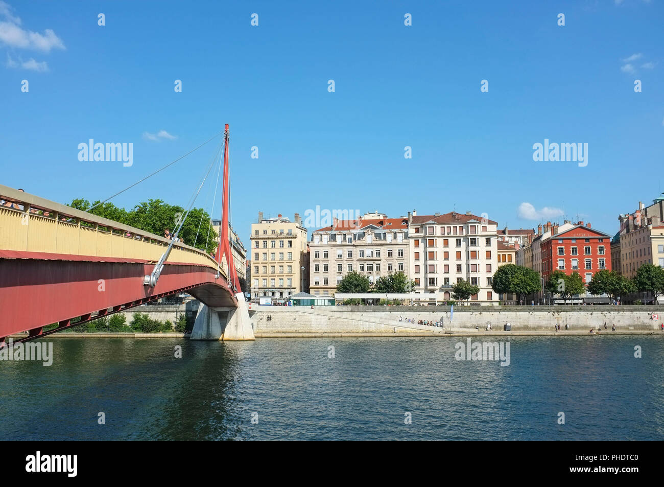 Passerelle du Palais de Justice, Gateway Courthouse, oltre il Fiume Saone a Lione Francia Foto Stock