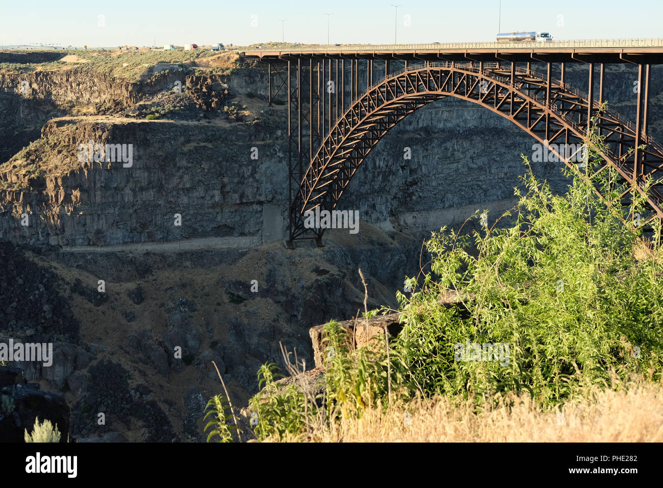 Snake River e Perrine Bridge vicino a Twin Falls, Idaho Foto Stock