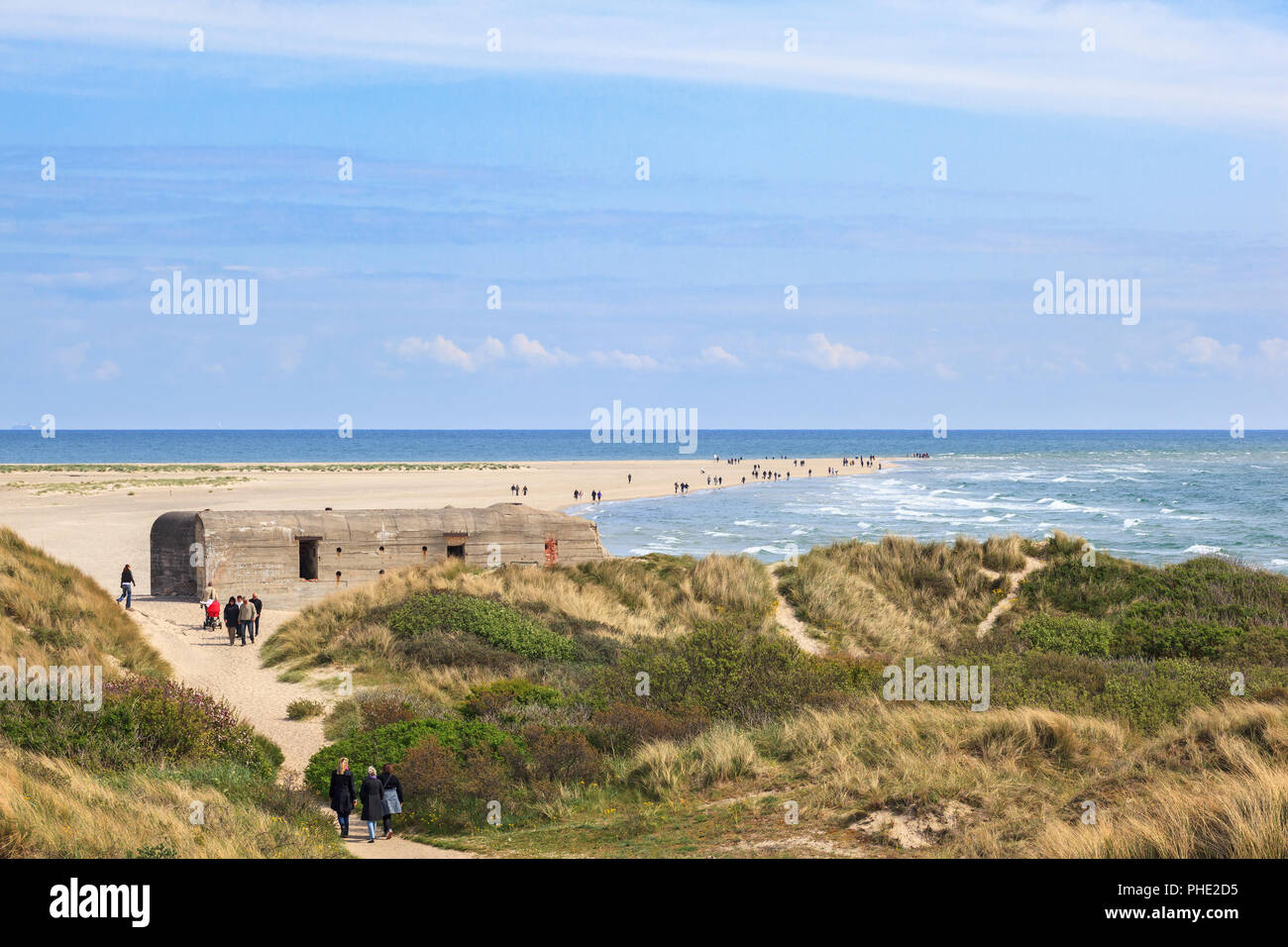 Chi cammina fuori alla punta di Skagen Foto Stock