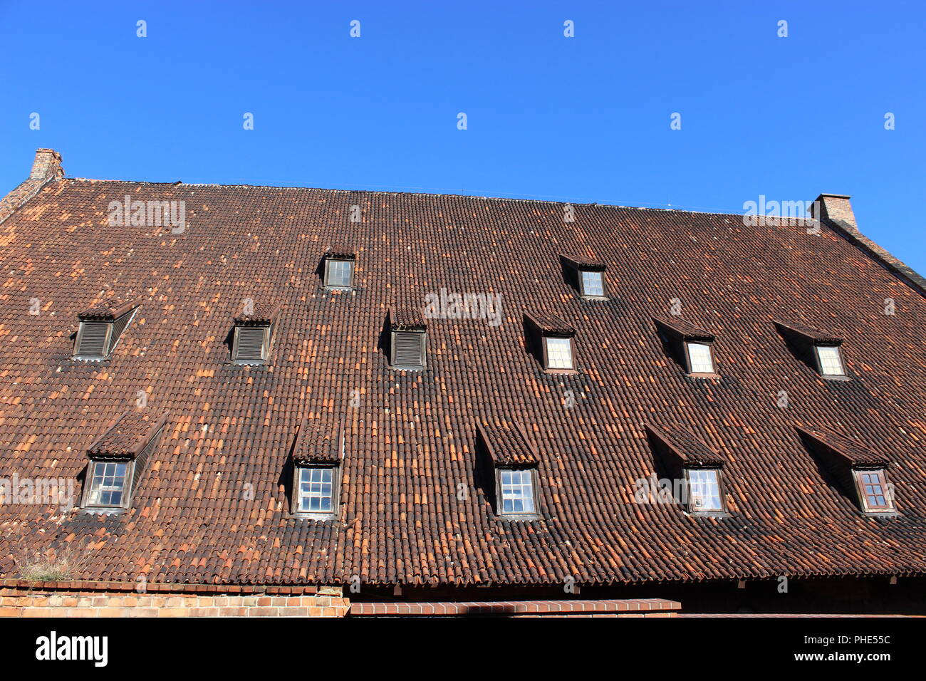 Ghiaia tetto. Grande Mulino a Danzica Foto Stock