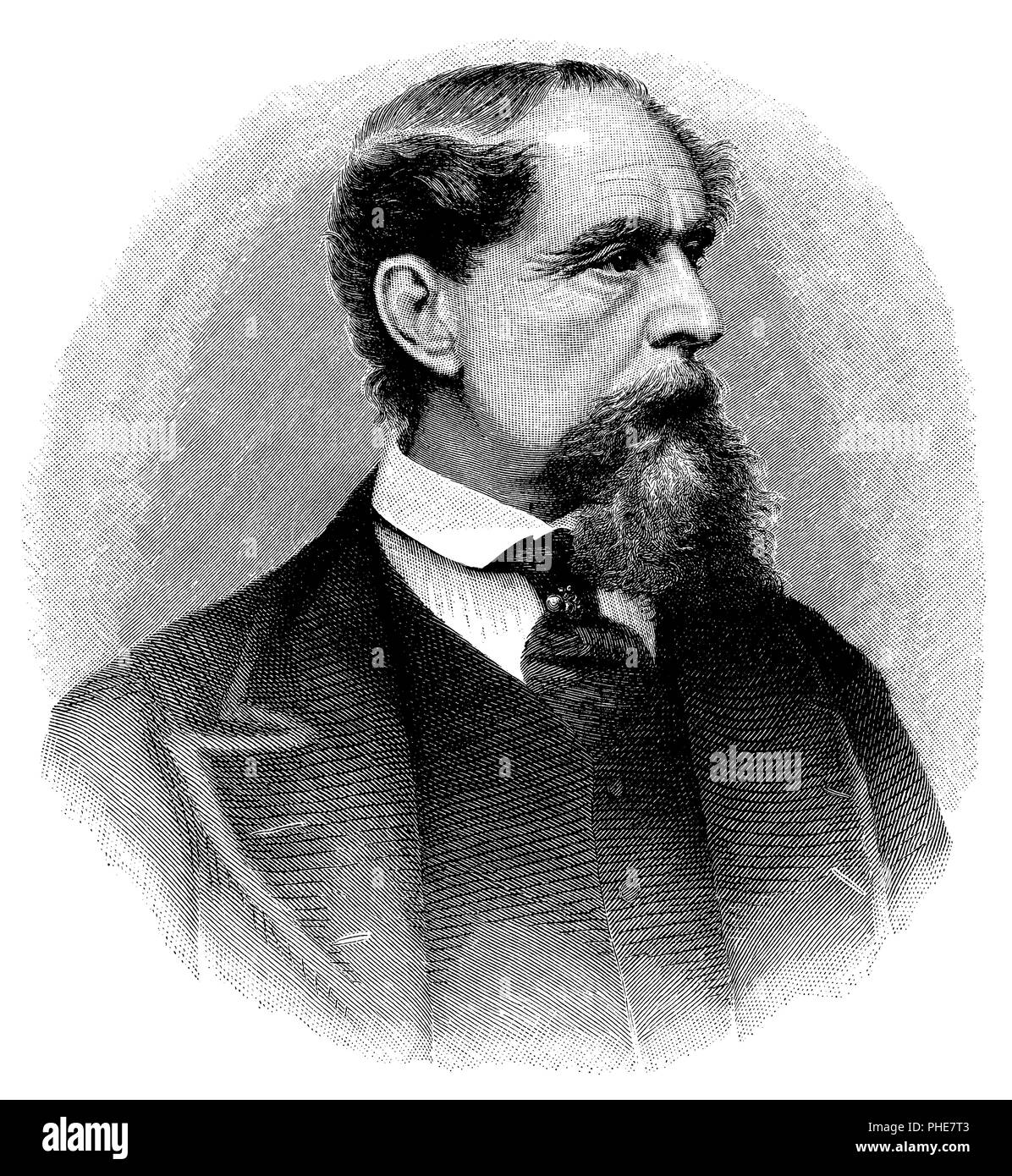 Charles Dickens all'età di 56. Dopo l'incisione di J.G. Armitage, in Forster, il Lilfe di Dickens, tradotto da Althaus, Berlin 1873, Foto Stock