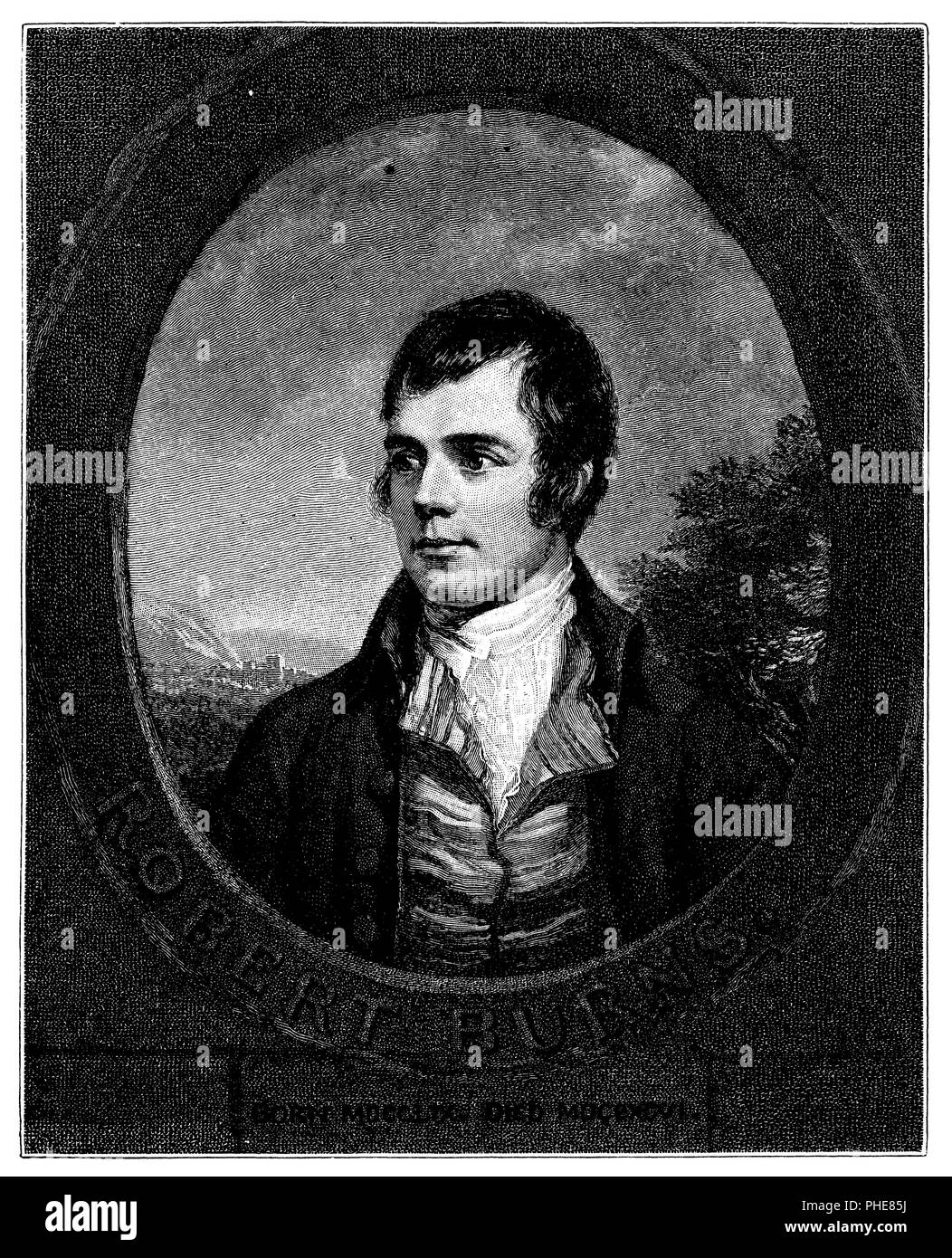 Robert Burns. Dopo l'incisione da W. Walker (dipinto da A. Resmyth) nel British Museum di Londra, Foto Stock